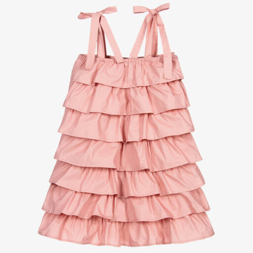 The Tiny Universe-Girls Pink Cotton Ruffle Dress | Childrensalon Outlet