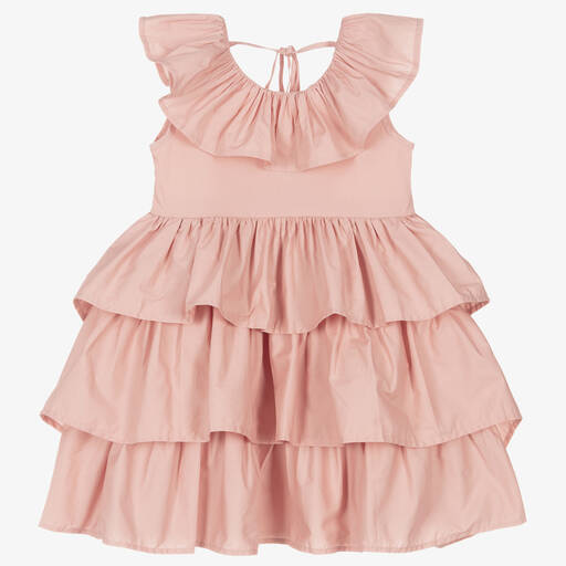 The Tiny Universe-Girls Pink Cotton Ruffle Dress | Childrensalon Outlet