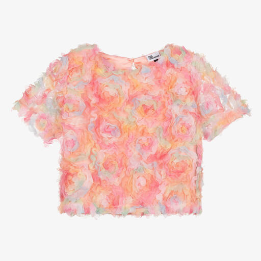 The Tiny Universe-Girls Pink Floral Tulle Blouse | Childrensalon Outlet