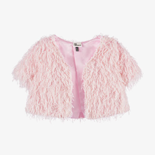 The Tiny Universe-Girls Pink Fluffy Faux Feather Cardigan | Childrensalon Outlet