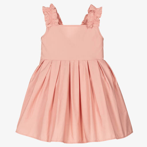 The Tiny Universe-Girls Pink Ruffle Poplin Dress | Childrensalon Outlet