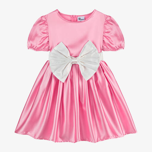 The Tiny Universe-Girls Pink Satin Bow Dress | Childrensalon Outlet