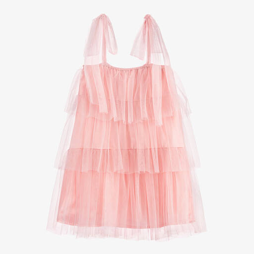 The Tiny Universe-Girls Pink Tiered Tulle Dress | Childrensalon Outlet