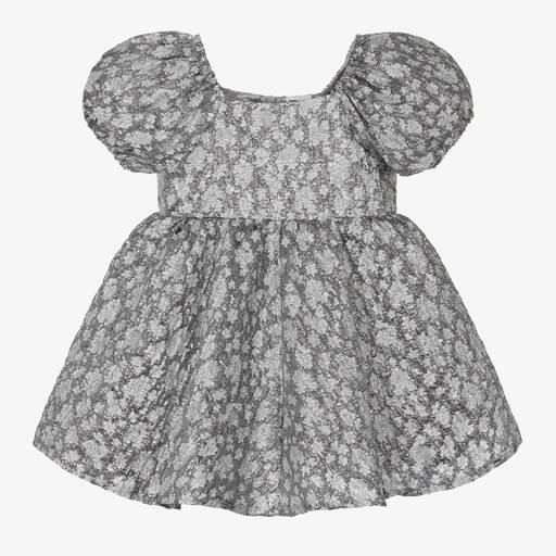 The Tiny Universe-Girls Silver Floral Jacquard Dress | Childrensalon Outlet