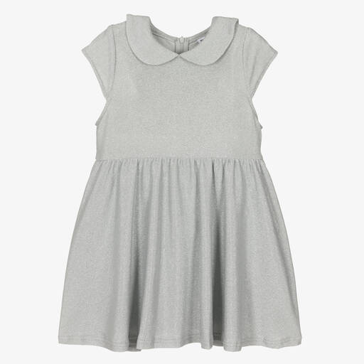 The Tiny Universe-Girls Silver Lurex Collared Dress | Childrensalon Outlet