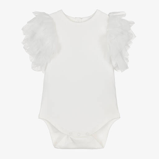 The Tiny Universe-Girls White Organic Cotton Bodysuit | Childrensalon Outlet
