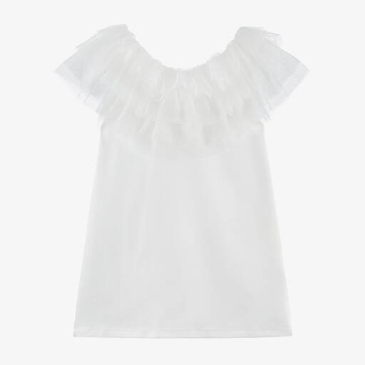 The Tiny Universe-Girls White Satin & Tulle Dress | Childrensalon Outlet