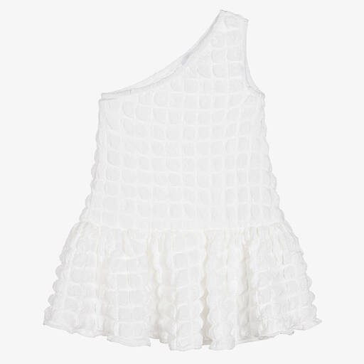 The Tiny Universe-Girls White Textured Square Dress | Childrensalon Outlet