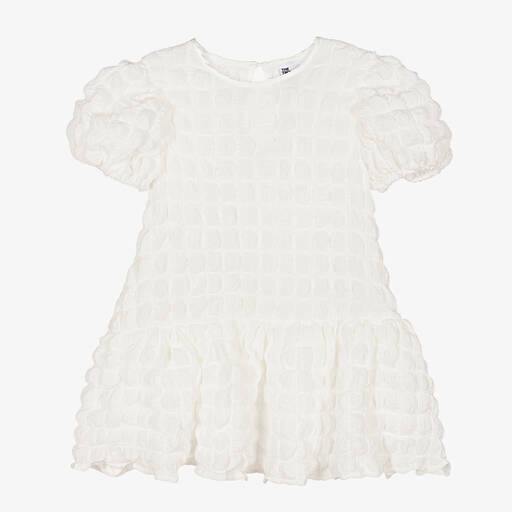 The Tiny Universe-Girls White Textured Square Dress | Childrensalon Outlet
