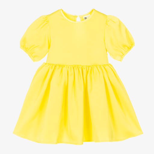 The Tiny Universe-Robe jaune en satin fille | Childrensalon Outlet