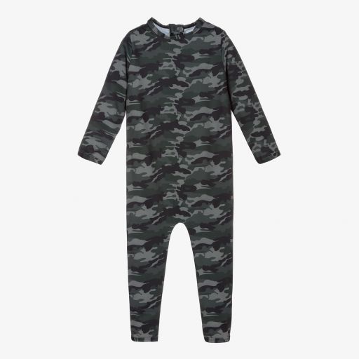 The Tiny Universe-Green Camo Sun Suit (UPF50+) | Childrensalon Outlet