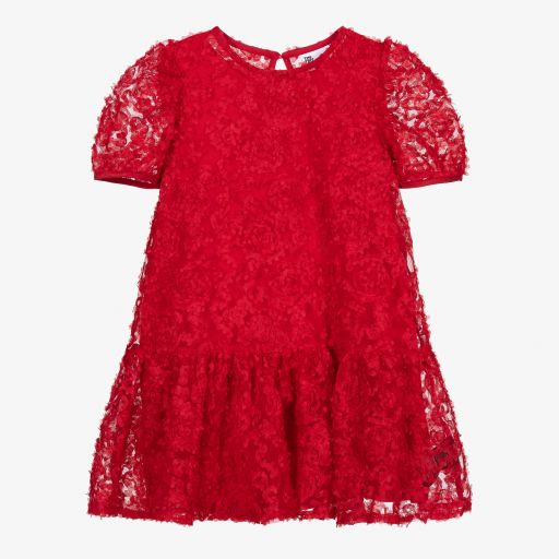 The Tiny Universe-Red Floral Tulle Dress | Childrensalon Outlet