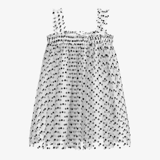 The Tiny Universe-White & Black Polka Dot Tulle Dress | Childrensalon Outlet