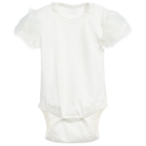 The Tiny Universe-White Organic Cotton Bodysuit | Childrensalon Outlet