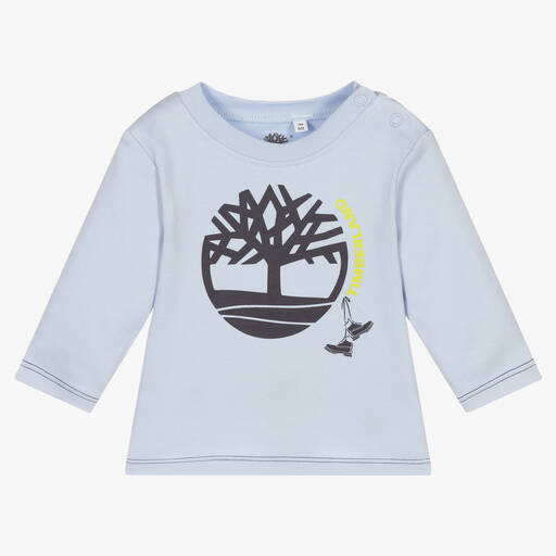 Timberland-Baby Boys Blue Cotton Logo Top | Childrensalon Outlet
