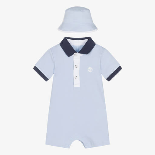 Timberland-Baby Boys Blue Shortie & Hat Set | Childrensalon Outlet