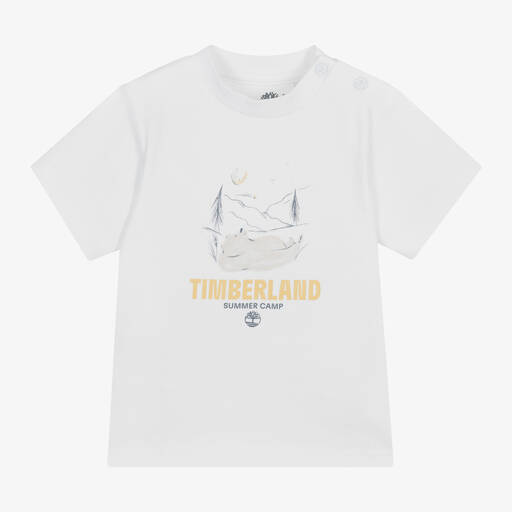 Timberland-تيشيرت قطن عضوي لون أبيض للمواليد | Childrensalon Outlet