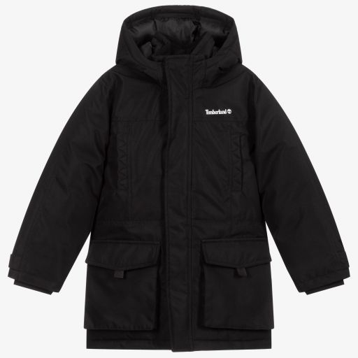 Timberland-معطف باركا هودي لون أسود للأولاد | Childrensalon Outlet