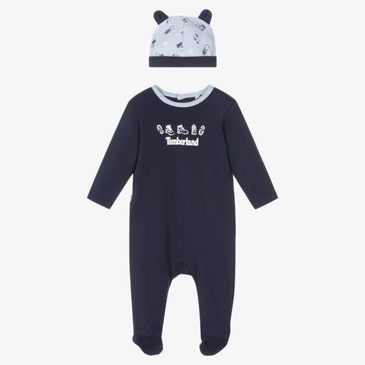 Timberland-Blue Babygrow & Hat Gift Set | Childrensalon Outlet