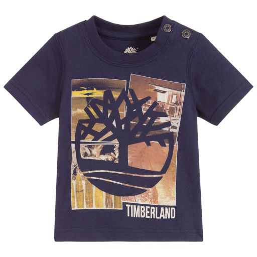 Timberland-Blue Organic Cotton T-Shirt | Childrensalon Outlet