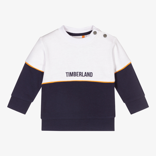 Timberland-Blue & White Logo Sweatshirt | Childrensalon Outlet