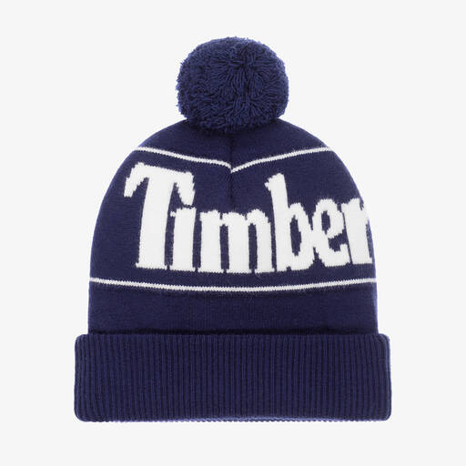 Timberland-Blue & White Pom-Pom Hat | Childrensalon Outlet