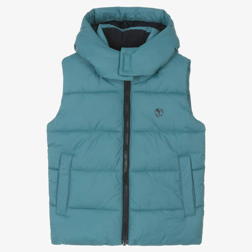 Timberland-Boys Aqua Blue Water Repellent Puffer Gilet  | Childrensalon Outlet