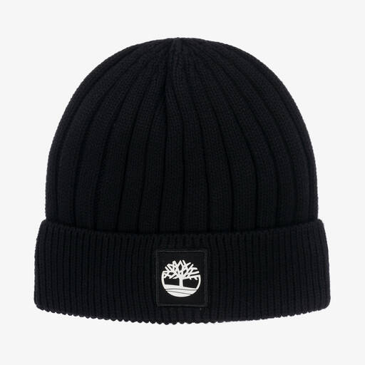 Timberland-Bonnet noir en maille de coton  | Childrensalon Outlet