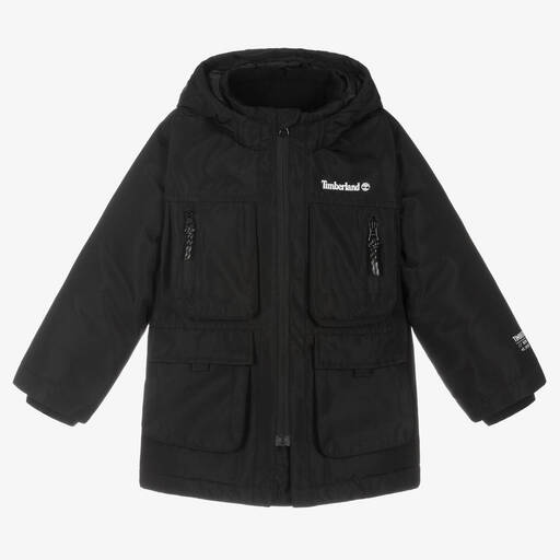 Timberland-Черное утепленное пальто с капюшоном для мальчиков | Childrensalon Outlet