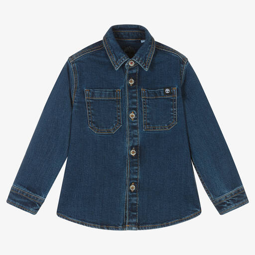 Timberland-Boys Blue Cotton Denim Shirt | Childrensalon Outlet