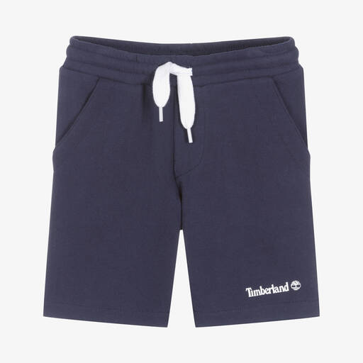 Timberland-Boys Blue Cotton Logo Shorts | Childrensalon Outlet