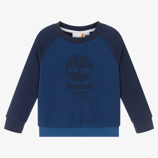Timberland-Boys Blue Cotton Logo Sweatshirt | Childrensalon Outlet