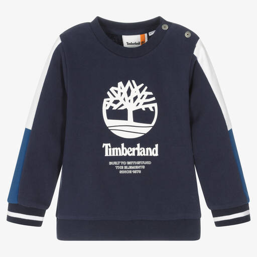 Timberland-Boys Blue Cotton Logo Sweatshirt | Childrensalon Outlet