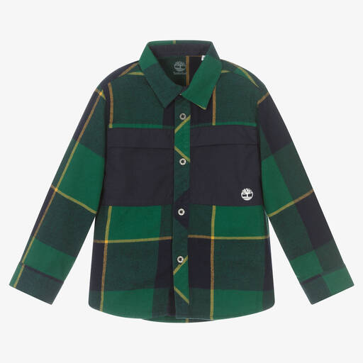 Timberland-Boys Blue & Green Check Shirt | Childrensalon Outlet