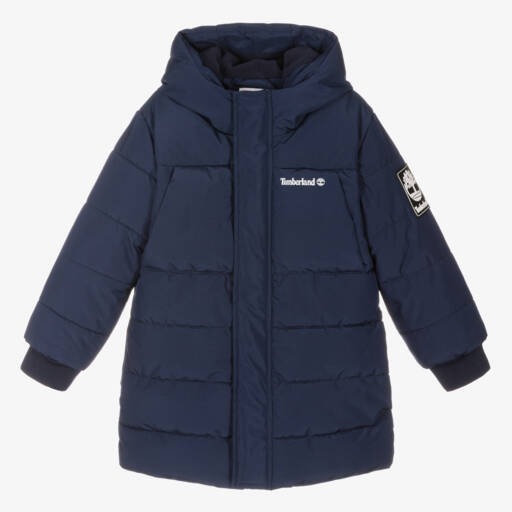 Timberland-Boys Blue Hooded Puffer Coat | Childrensalon Outlet
