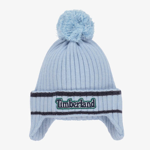 Timberland-Boys Blue Knitted Pom-Pom Hat | Childrensalon Outlet