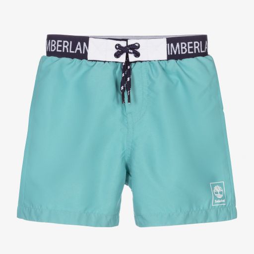 Timberland-Boys Blue Logo Swim Shorts | Childrensalon Outlet