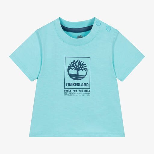 Timberland-تيشيرت أطفال ولادي قطن عضوي لون أزرق فاقع | Childrensalon Outlet