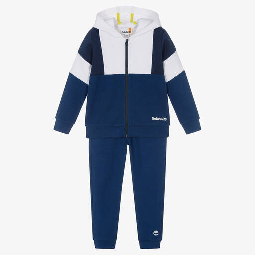 Timberland-تراكسوت أطفال ولادي قطن لون أزرق وأبيض | Childrensalon Outlet