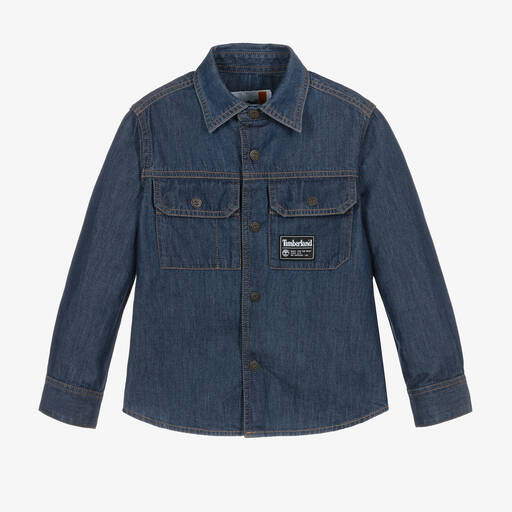 Timberland-Boys Dark Blue Chambray Shirt | Childrensalon Outlet