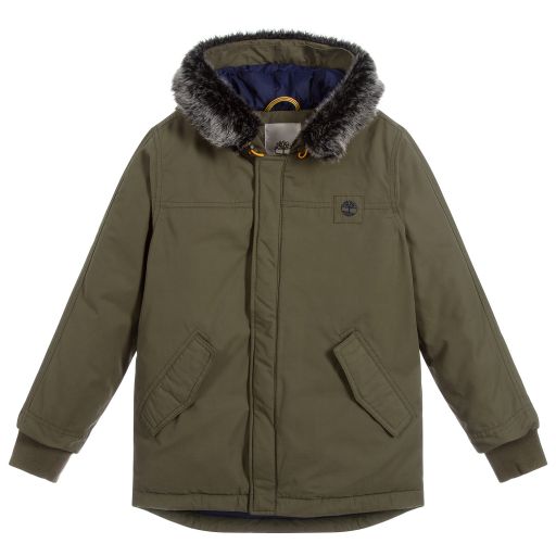 Timberland-Boys Green Hooded Coat | Childrensalon Outlet