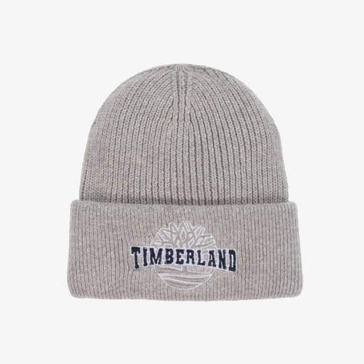 Timberland-قبعة بيني قطن محبوك لون رمادي للأولاد | Childrensalon Outlet