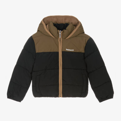 Timberland-Boys Hooded Black Puffer Coat | Childrensalon Outlet