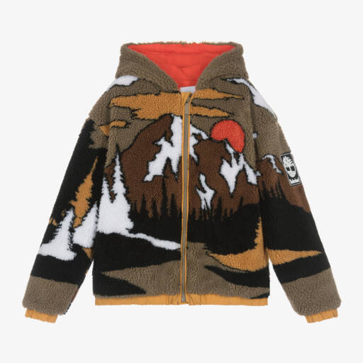 Timberland-توب هودي بسحاب فليس لون بني للأولاد | Childrensalon Outlet