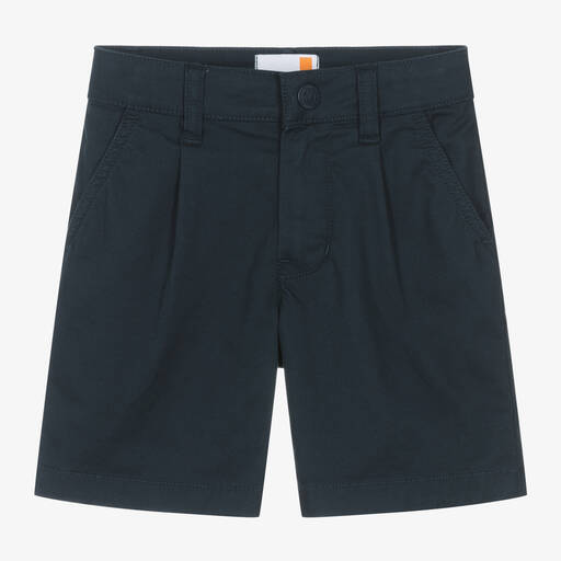 Timberland-Boys Navy Blue Cotton Chino Shorts  | Childrensalon Outlet