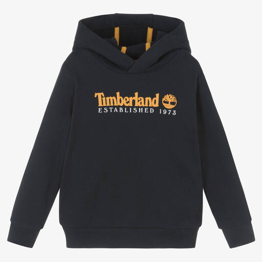 Timberland-توب هودي قطن جيرسي لون كحلي للأولاد | Childrensalon Outlet