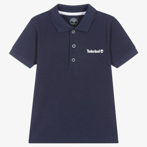 Timberland-Boys Navy Blue Cotton Polo Shirt | Childrensalon Outlet