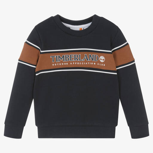 Timberland-Sweat bleu marine en coton garçon | Childrensalon Outlet