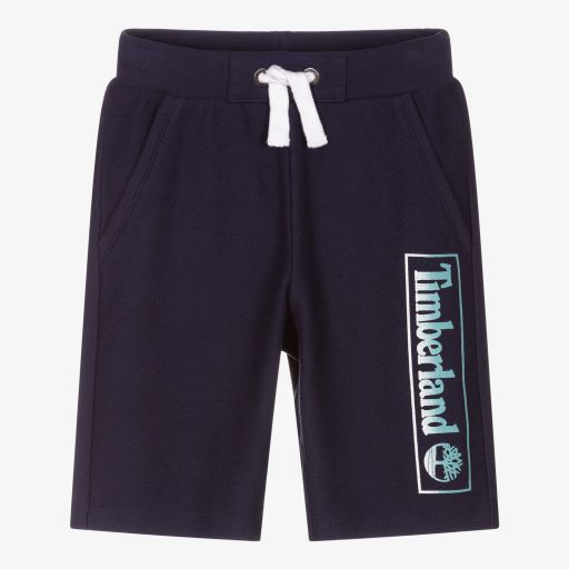 Timberland-Boys Navy Blue Logo Shorts | Childrensalon Outlet