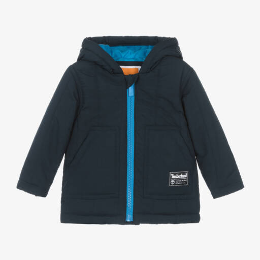 Timberland-Boys Navy Hooded Rain Jacket | Childrensalon Outlet